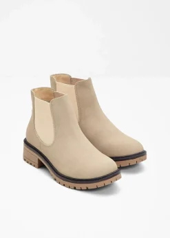 bonprix Schuhe & Accessoires In Spezialgrößen·Schuhe In Übergröße|Schuhe & Accessoires In Spezialgrößen·Elastischer Schaft^Chelsea-Boots mit Profilsohle beige
