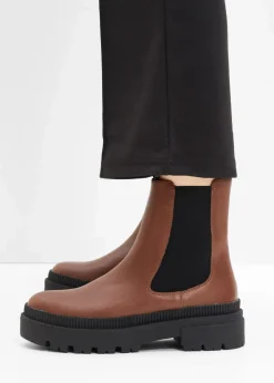 bonprix Schuhe & Accessoires In Spezialgrößen·Schuhe In Übergröße|Schuhe & Accessoires In Spezialgrößen·Elastischer Schaft^Chelsea-Boots mit Profilsohle cognac