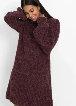 bonprix Bekleidung·Umstandsmode|Bekleidung·Pullover & Strickjacken^Chenille Strickkleid aus recyceltem Polyester aubergine