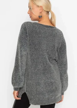 bonprix Bekleidung·Umstandsmode|Strickmode^Chenille-Longpullover anthrazit