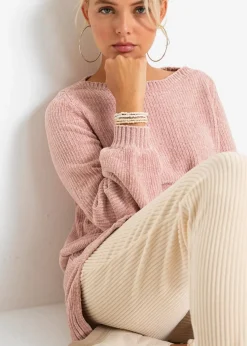 bonprix Pullover & Strickjacken|Nachhaltigere Materialien^Chenille-Longpullover vintagerosa