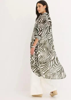 bonprix Blusen & Tuniken^Chiffon- Longbluse natur/dunkeloliv zebra bedruckt