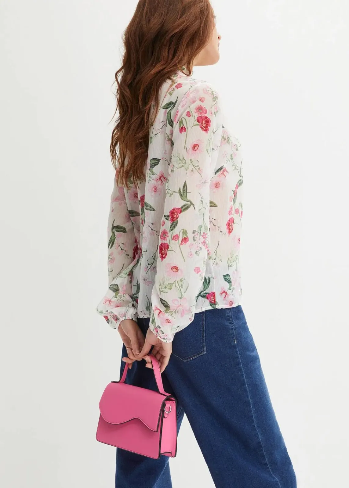 bonprix Bekleidung·Jacken & Mäntel|Blusen & Tuniken^Chiffonbluse wollweiß geblümt