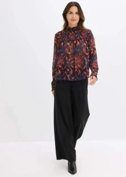 bonprix Bekleidung·Jacken & Mäntel|Blusen & Tuniken^Chiffonbluse blau bedruckt
