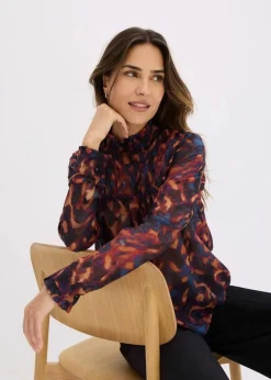 bonprix Bekleidung·Jacken & Mäntel|Blusen & Tuniken^Chiffonbluse blau bedruckt