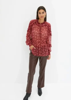 bonprix Bekleidung·Jacken & Mäntel|Blusen & Tuniken^Chiffonbluse rubinrot bedruckt