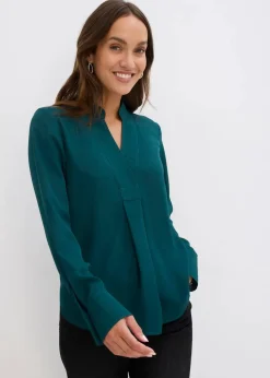 bonprix Bekleidung·Jacken & Mäntel|Blusen & Tuniken^Chiffonbluse in A-Linie tiefgrün