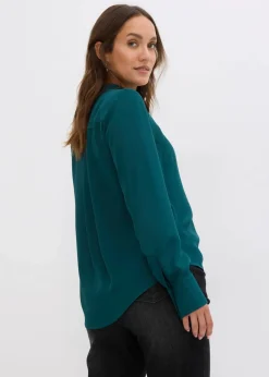 bonprix Bekleidung·Jacken & Mäntel|Blusen & Tuniken^Chiffonbluse in A-Linie tiefgrün