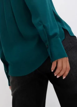 bonprix Bekleidung·Jacken & Mäntel|Blusen & Tuniken^Chiffonbluse in A-Linie tiefgrün