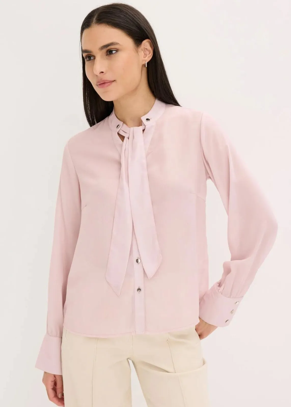 bonprix Bekleidung·Jacken & Mäntel|Blusen & Tuniken^Chiffonbluse mit abnehmbarer Schluppe mattrosa