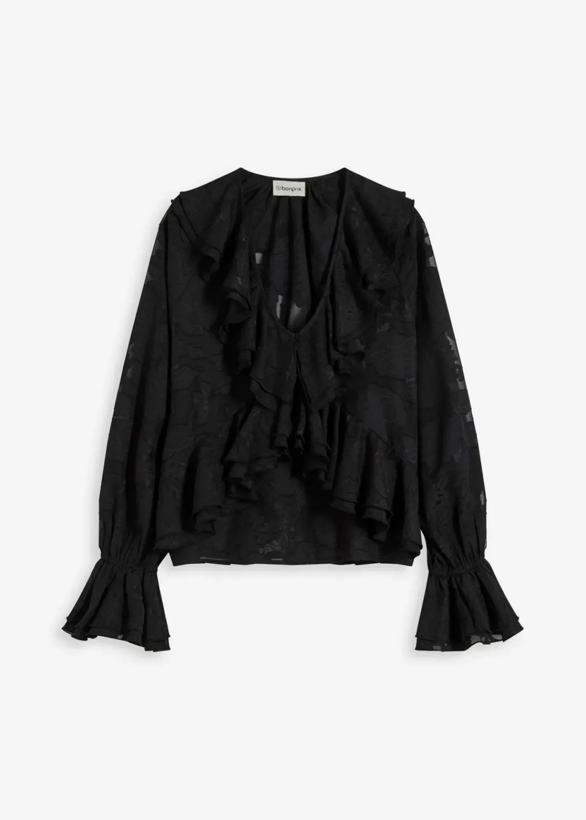 bonprix Bekleidung·Jacken & Mäntel|Blusen & Tuniken^Chiffonbluse mit leichter Transparenz schwarz