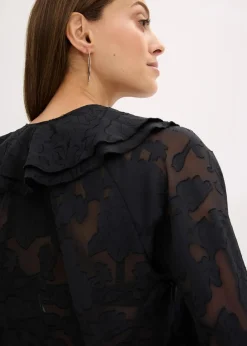 bonprix Bekleidung·Jacken & Mäntel|Blusen & Tuniken^Chiffonbluse mit leichter Transparenz schwarz