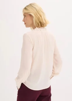 bonprix Blusen & Tuniken|Bekleidung·Jacken & Mäntel^Chiffonbluse mit Rüschen beige