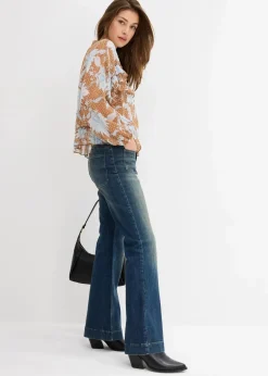 bonprix Bekleidung·Jacken & Mäntel|Blusen & Tuniken^Chiffonbluse mit Rüschen gewürzbraun/wollweiß bedruckt