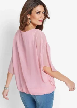 bonprix Blusen & Tuniken|Bekleidung·Jacken & Mäntel^Chiffonbluse mit Untertop indigo
