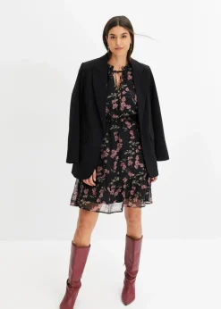 bonprix Bekleidung·Pullover & Strickjacken|Nachhaltigere Materialien^Chiffonkleid schwarz geblümt
