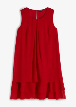 bonprix Bekleidung·Pullover & Strickjacken|Kleider^Chiffon-Kleid rot