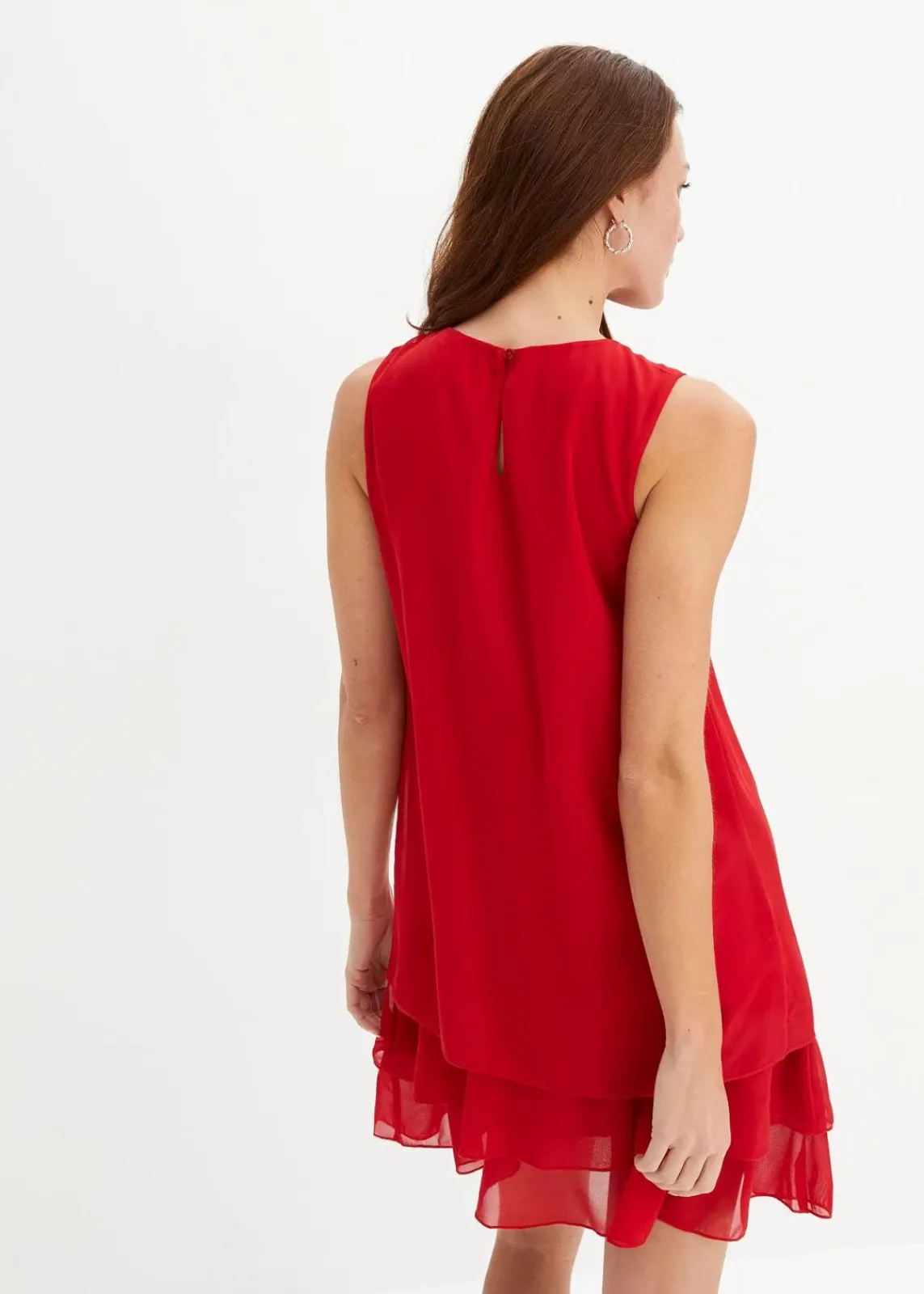 bonprix Bekleidung·Pullover & Strickjacken|Kleider^Chiffon-Kleid rot