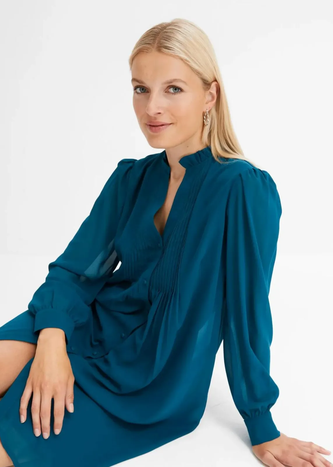 bonprix Nachhaltigere Materialien|Kleider^Chiffonkleid petrol