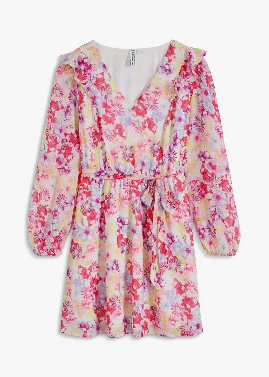 bonprix Bekleidung·Pullover & Strickjacken|Kleider^Chiffonkleid weiß/rosa geblümt