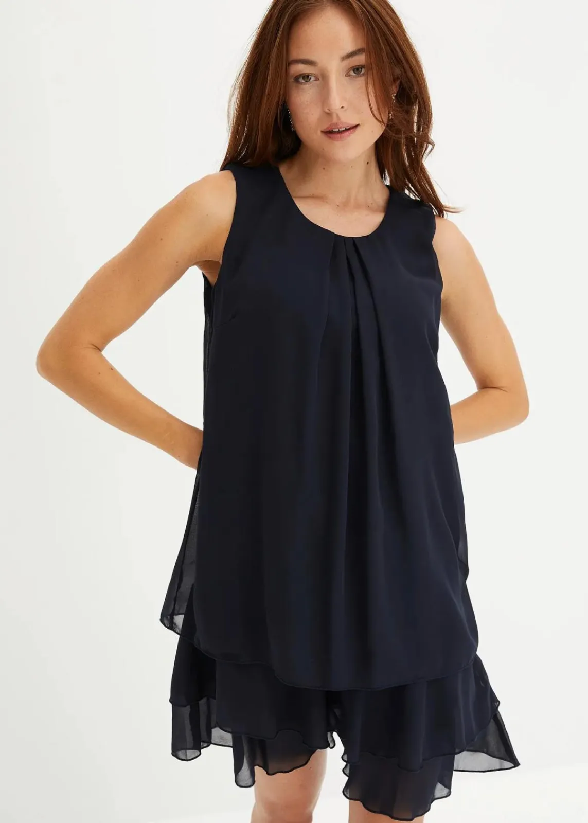 bonprix Nachhaltigere Materialien|Kleider^Chiffon-Kleid dunkelblau