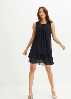 bonprix Nachhaltigere Materialien|Kleider^Chiffon-Kleid dunkelblau