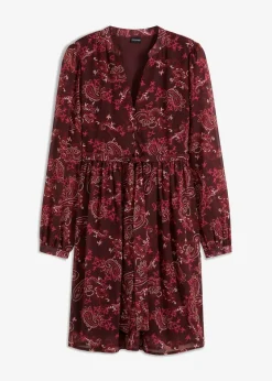 bonprix Bekleidung·Pullover & Strickjacken|Nachhaltigere Materialien^Chiffonkleid bordeaux paisley