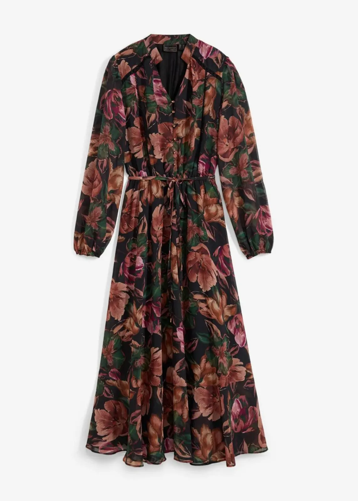 bonprix Kurzgrößen|Kurzgrößen^Chiffonkleid schwarz floral