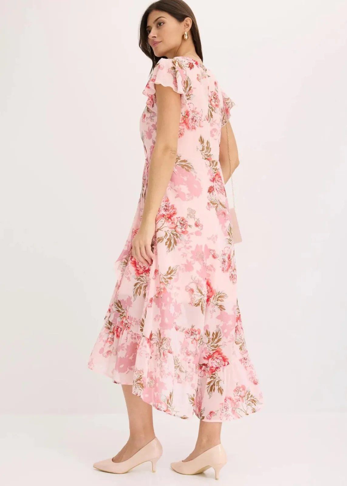 bonprix Nachhaltigere Materialien|Kleider^Chiffonkleid rosa geblümt