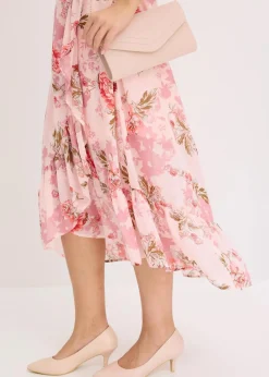 bonprix Nachhaltigere Materialien|Kleider^Chiffonkleid rosa geblümt