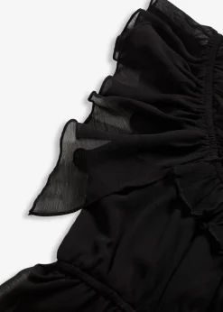 bonprix Kleider|Bekleidung·Pullover & Strickjacken^Chiffonkleid in A-Linie schwarz