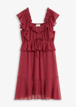 bonprix Bekleidung·Pullover & Strickjacken|Kleider^Chiffonkleid in A-Linie pflaumenrot
