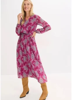 bonprix Bekleidung·Pullover & Strickjacken|Kleider^Chiffonkleid mit Paisley-Druck dunkelfuchsia/mint/blütenpink paisley