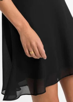 bonprix Festliche Mode|Kleider^Chiffonkleid mit Spitze schwarz/natur