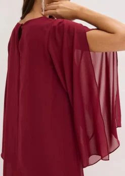 bonprix Bekleidung·Pullover & Strickjacken|Festliche Mode^Chiffonkleid mit Strassstein-Applikation rubinrot