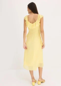 bonprix Bekleidung·Pullover & Strickjacken|Festliche Mode^Chiffonkleid mit Trägern und Volants hellgelb