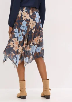 bonprix Bekleidung·Sportbekleidung|Röcke^Chiffon-Midirock mit asymmetrischem Saum nachtblau floral