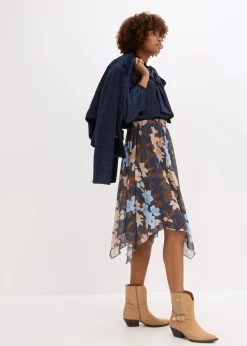 bonprix Bekleidung·Sportbekleidung|Röcke^Chiffon-Midirock mit asymmetrischem Saum nachtblau floral