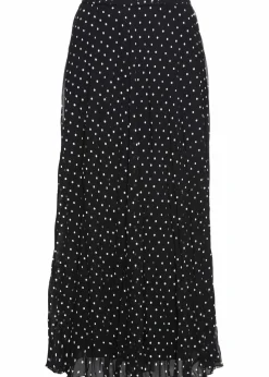 bonprix Bekleidung·Sportbekleidung|Nachhaltigere Materialien^Chiffon-Rock in Crash-Optik schwarz/weiß gepunktet