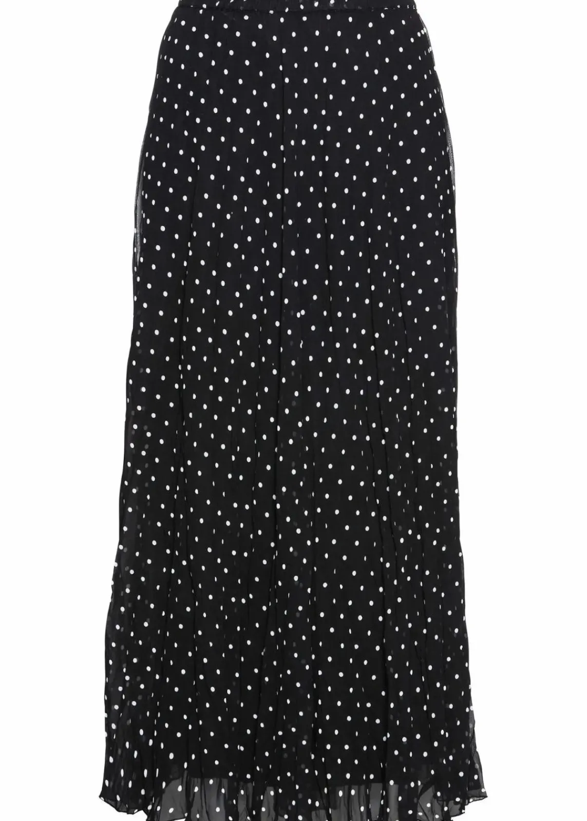 bonprix Bekleidung·Sportbekleidung|Nachhaltigere Materialien^Chiffon-Rock in Crash-Optik schwarz/weiß gepunktet