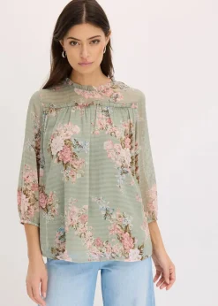bonprix Bekleidung·Jacken & Mäntel|Blusen & Tuniken^Chiffon-Tunika hellschilf geblümt