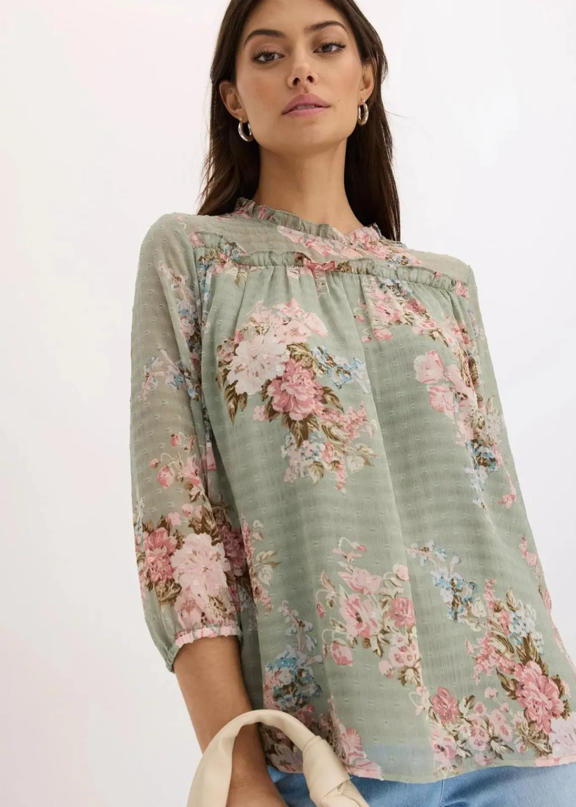 bonprix Bekleidung·Jacken & Mäntel|Blusen & Tuniken^Chiffon-Tunika hellschilf geblümt