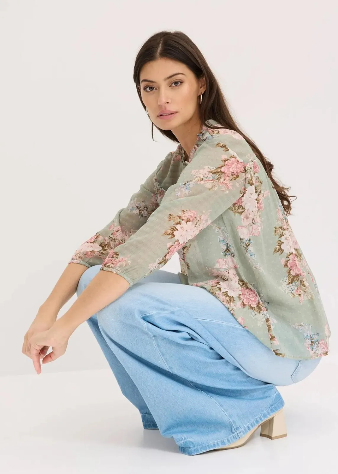 bonprix Bekleidung·Jacken & Mäntel|Blusen & Tuniken^Chiffon-Tunika hellschilf geblümt