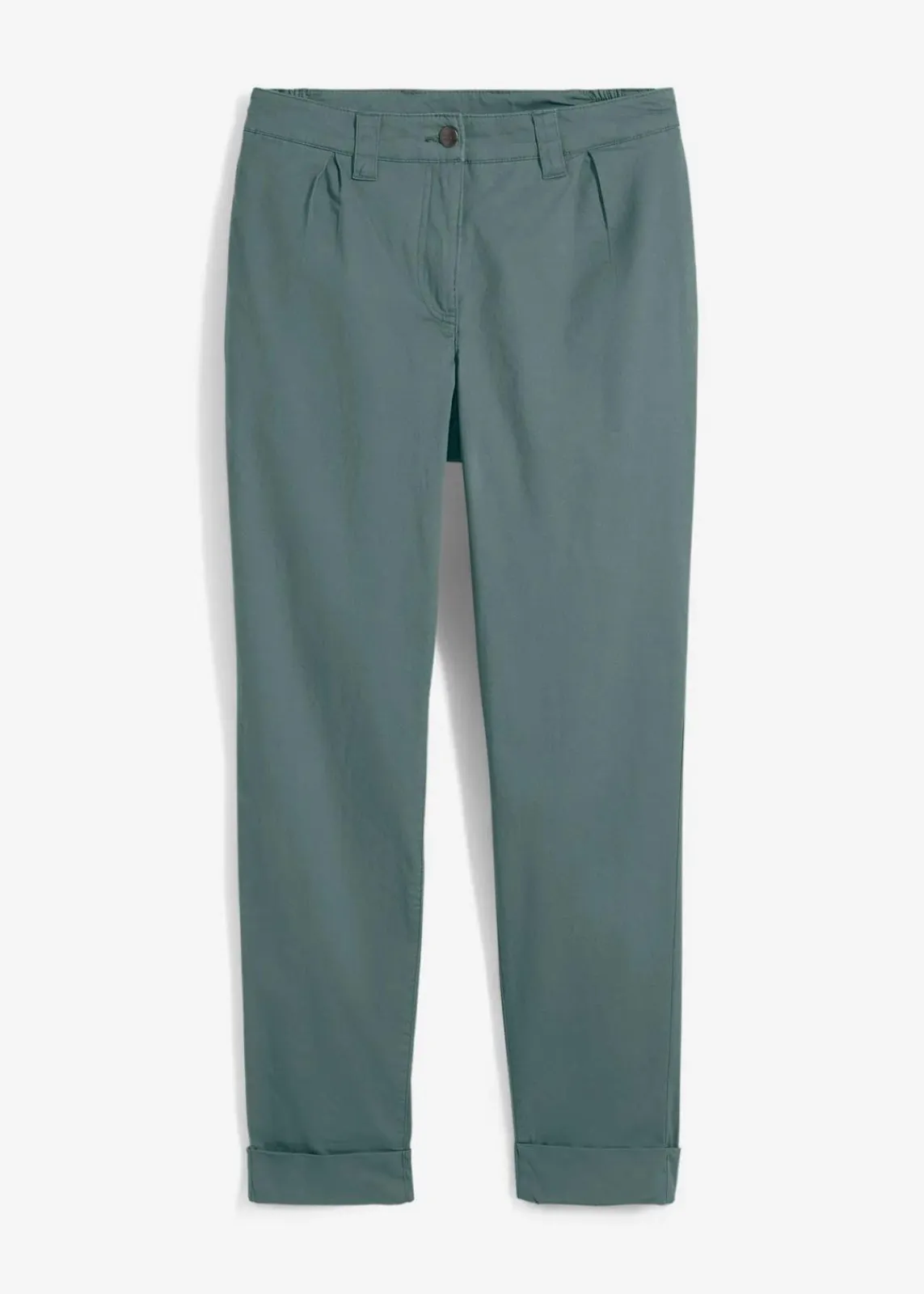 bonprix Kurzgrößen|Bekleidung·Kleider^Chinohose aus Baumwolle, knöchellang eukalyptusgrün