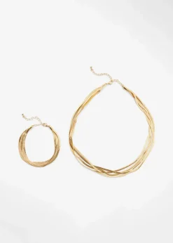 bonprix Schmuck|Schuhe & Accessoires In Spezialgrößen·Schmuck^Choker und Armband (2-tlg. Schmuckset) aus Messing goldfarben
