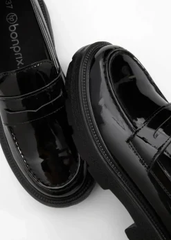 bonprix Sommerschuhe|Loafer^Chunky Loafer mit leichter Sohle schwarz lack