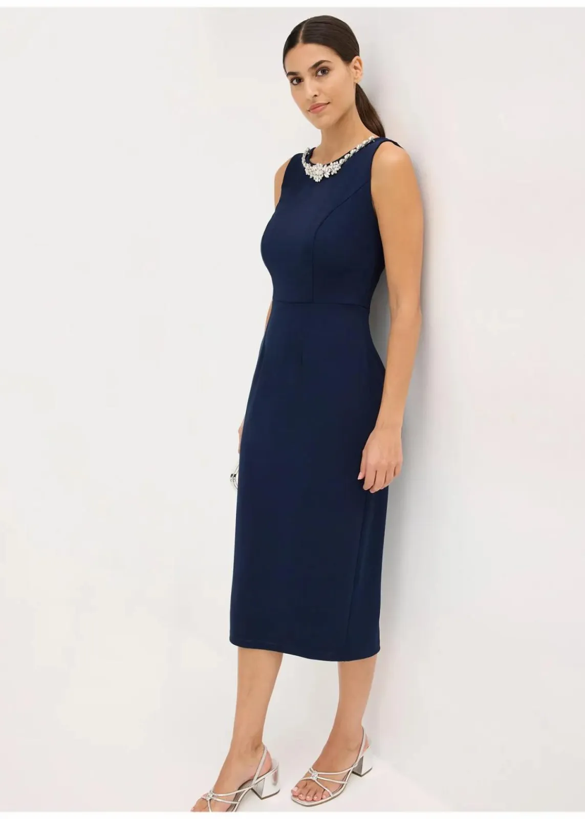 bonprix Bekleidung·Pullover & Strickjacken|Festliche Mode^Cocktailkleid mit Strassapplikation dunkelblau