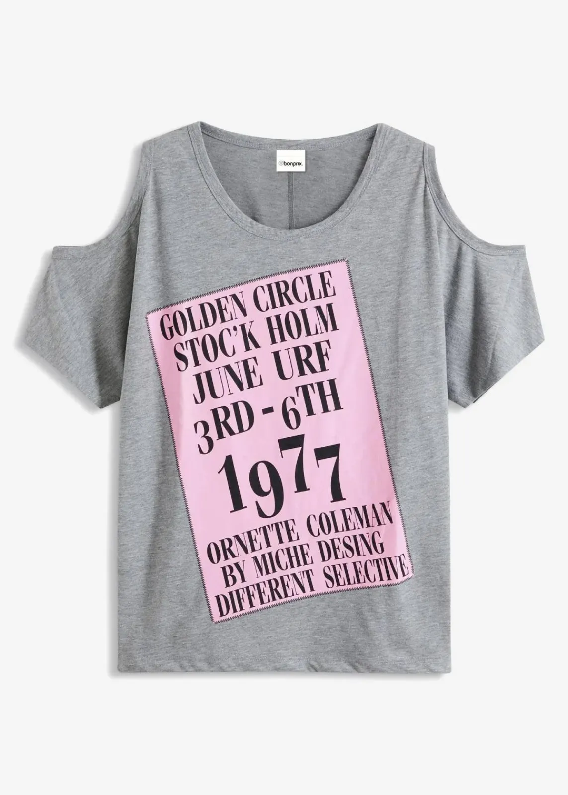 bonprix Shirts & Tops^Cold-Shoulder-Shirt grau bedruckt