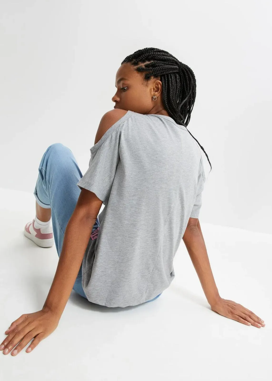bonprix Shirts & Tops^Cold-Shoulder-Shirt grau bedruckt