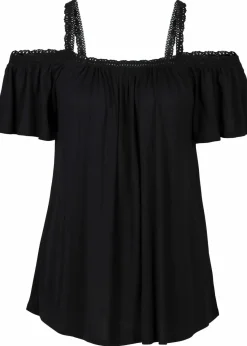 bonprix Shirts & Tops|Nachhaltigere Materialien^Cold-Shoulder-Shirt aus softer Viskose schwarz